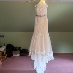 Allure Bridals White Wedding Dress with Silver Accents